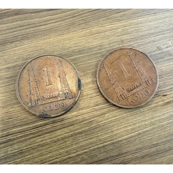 1973 Nigeria 1 Kobo Coins – Lot of 2 – First Year Issue – Circulated - Picture 1 of 2